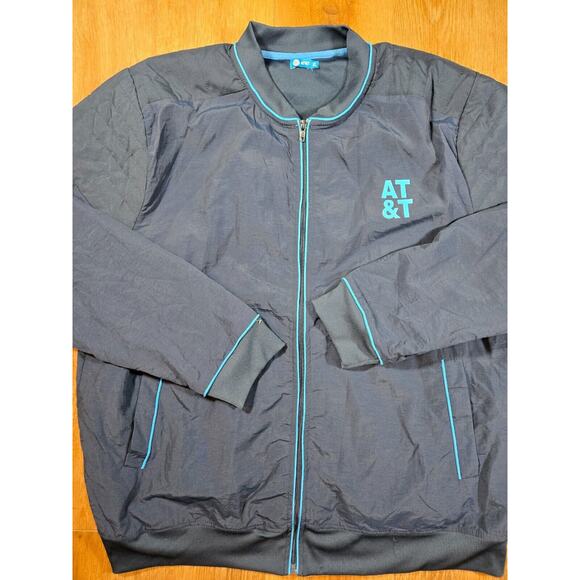 AT&T Employee Jacket Mens XL Blue Windbreaker Bomber Uniform Full Zip Coat - Picture 1 of 10